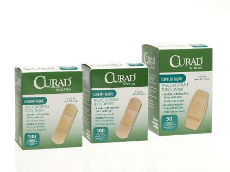 Adhesive Strip Curad QuickStop!, Extreme Hold, Heavy, Metal, Comfort Fabric Rectangle Tan Sterile