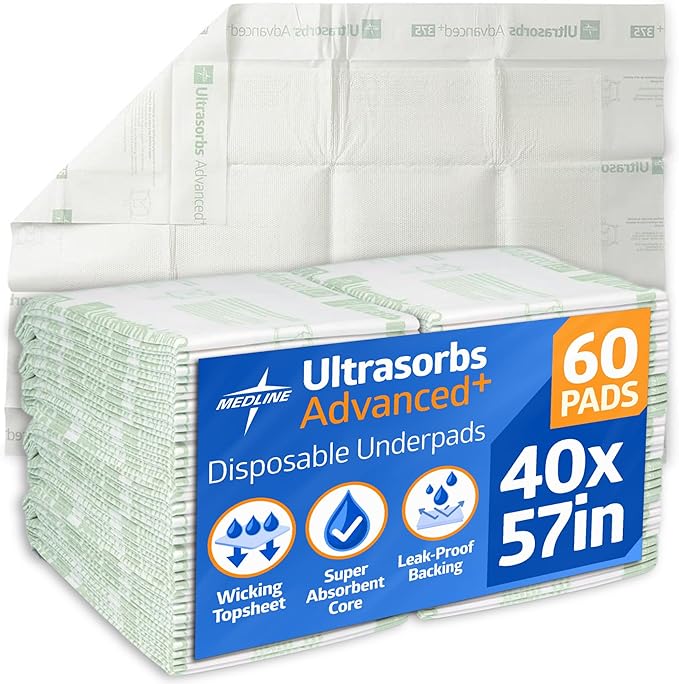 Ultrasorbs Advanced+ Disposable Underpad – 36 x 57 Inch, Heavy Absorbency
