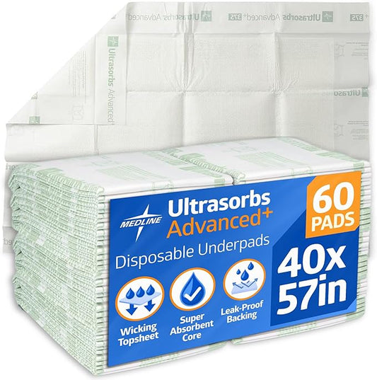 Ultrasorbs Advanced+ Disposable Underpad – 36 x 57 Inch, Heavy Absorbency