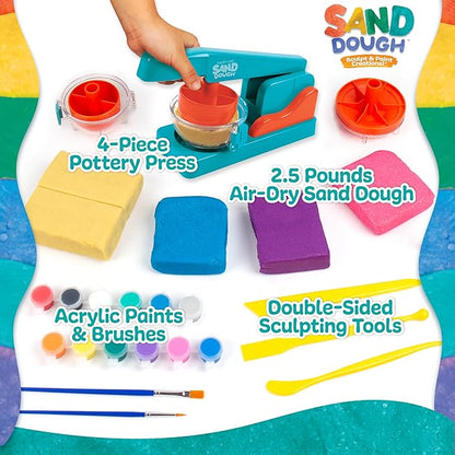 Made By Me! Sand Dough Sculpt & Paint Creations Pottery Kit – Mess-Free Arts & Crafts for Kids Ages 6–9