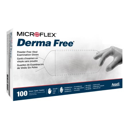 Exam Glove Derma Free NonSterile Vinyl Standard Cuff Length Smooth Clear Not Rated