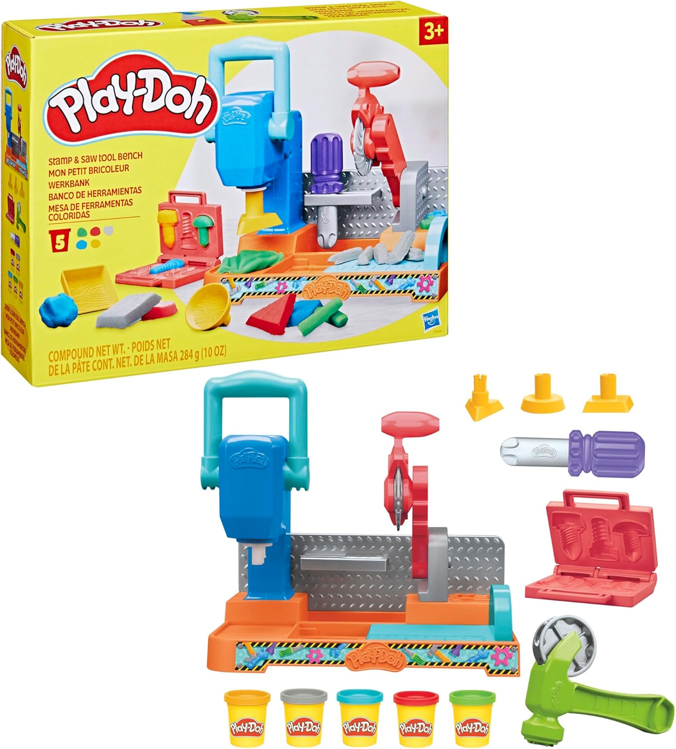 Play-Doh Stamp & Saw Tool Bench – Preschool Construction Toy for Ages 3+