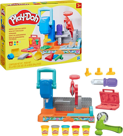 Play-Doh Stamp & Saw Tool Bench – Preschool Construction Toy for Ages 3+