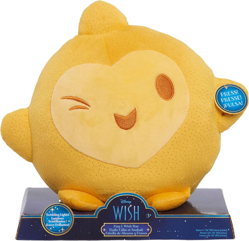 Disney Wish, Hug & Wish Star Plush – 10” Glowing Twinkle Light Stuffed Toy