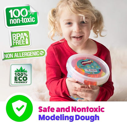 Moosh! Fluffy Modeling Clay – Soft Foam Non-Drying Clay with 10 Animal Molds (Blue/Yellow, 6.4oz)