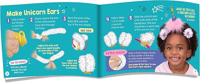 Klutz My Fun & Fuzzy Headband Salon Craft Kit – DIY Unicorn, Cat & Bear Ears for Kids