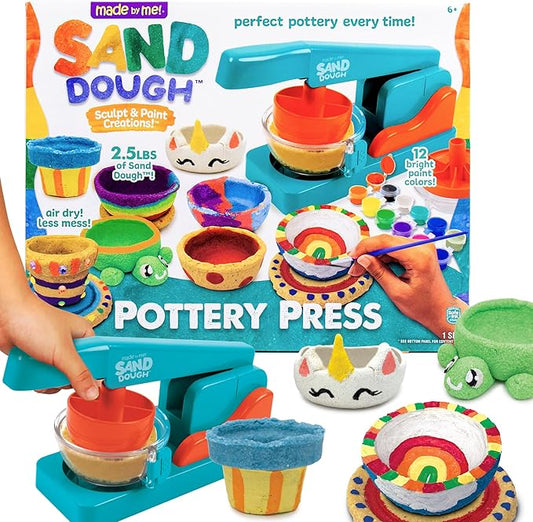 Made By Me! Sand Dough Sculpt & Paint Creations Pottery Kit – Mess-Free Arts & Crafts for Kids Ages 6–9