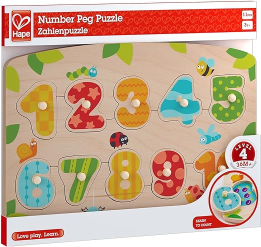 Hape Number Peg Puzzle Game - Educational and Colorful Learning Toy for Babies and Toddlers