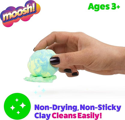 Moosh! Fluffy Modeling Clay – Soft Foam Non-Drying Clay with 10 Animal Molds (Blue/Yellow, 6.4oz)