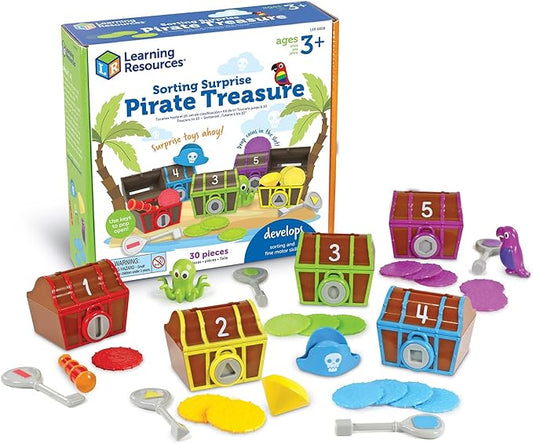 Learning Resources Sorting Surprise Pirate Treasure 30 Pieces Color Sorting & Matching Skills Toy for Toddlers