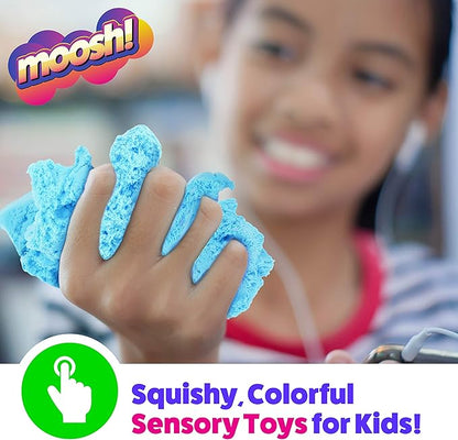 Moosh! Fluffy Modeling Clay – Soft Foam Non-Drying Clay with 10 Animal Molds (Blue/Yellow, 6.4oz)