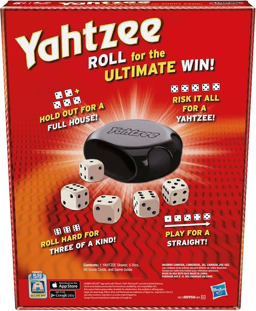 Hasbro Gaming Yahtzee Dice Game – Fast-Paced Family Strategy Game, Ages 8+, 2+ Players