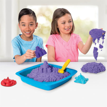 Kinetic Sand Sandbox Playset – 1lb Purple Sand with Molds for Ages 3+