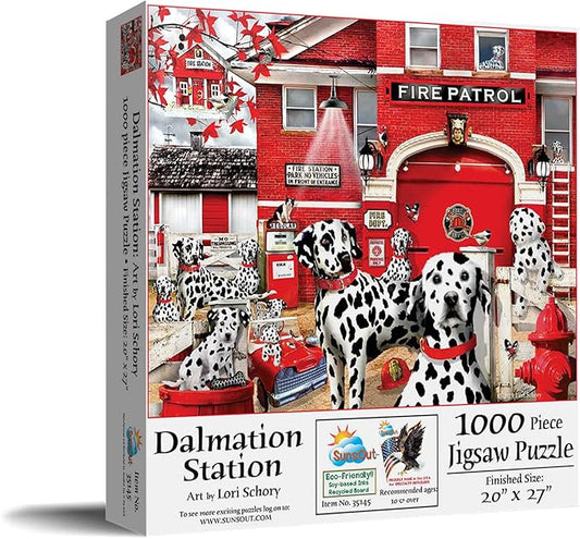 Dalmatian Station 1000-Piece Jigsaw Puzzle by SunsOut – Dog & Animal Puzzle