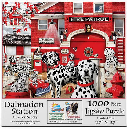 Dalmatian Station 1000-Piece Jigsaw Puzzle by SunsOut – Dog & Animal Puzzle