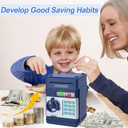 Highttoy Electronic ATM Money Bank for Kids with Password Safe – Navy