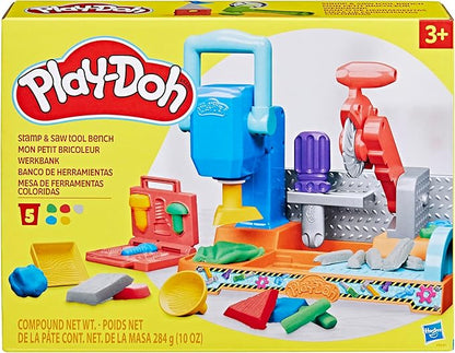 Play-Doh Stamp & Saw Tool Bench – Preschool Construction Toy for Ages 3+