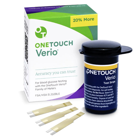 Blood Glucose Test Strips OneTouch Verio 50 Strips per Pack For OneTouch Verio Family of Meters