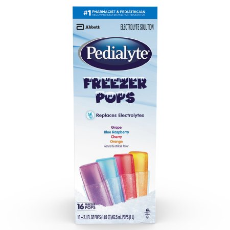 Oral Electrolyte Solution Pedialyte Freezer Pops Grape / Blue Raspberry / Cherry / Orange Flavor 2.1 oz. Electrolyte