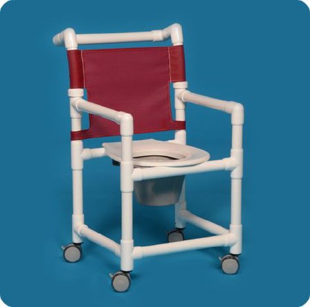 Commode / Shower Chair Select Fixed Arms PVC Frame Mesh Backrest 21 Inch Seat Width 300 lbs. Weight Capacity