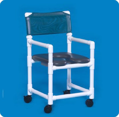 Shower Chair ipu Fixed Arms PVC Frame Mesh Backrest 21 Inch Seat Width 300 lbs. Weight Capacity