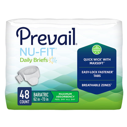 Prevail Nu-Fit Adult Incontinence Brief – Heavy Absorbency, 2X-Large, Unisex