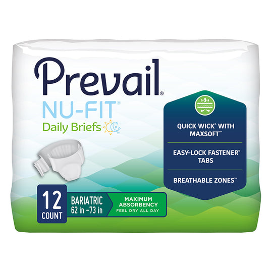 Prevail Nu-Fit Adult Incontinence Brief – Heavy Absorbency, 2X-Large, Unisex