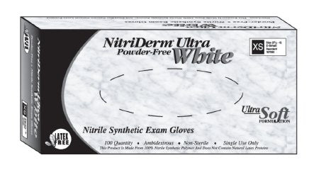 Exam Glove NitriDerm Ultra NonSterile Nitrile Standard Cuff Length Fully Textured Orange and White Chemo Tested / Fentanyl Tested