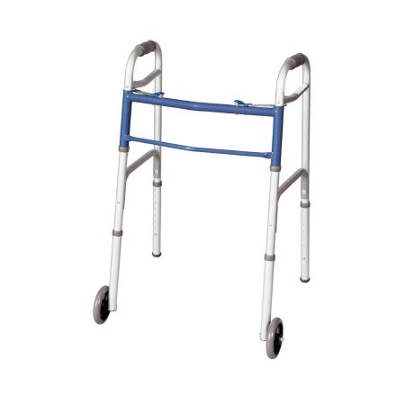 Dual Release Folding Walker Adjustable Height Carex Classics Aluminum Frame 300 lbs. Weight Capacity 31-3/4 to 37-3/4 Inch Height