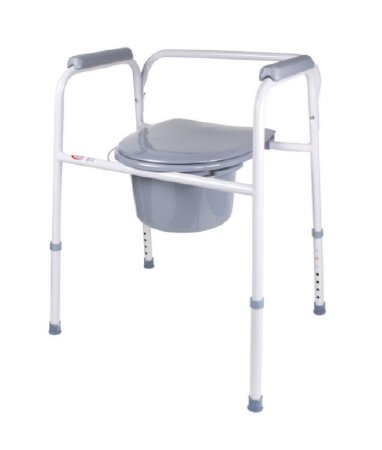 3-in-1 Commode Chair Classics Padded Fixed Arms Steel Frame Back Bar 21-3/4 Inch Seat Width 300 lbs. Weight Capacity