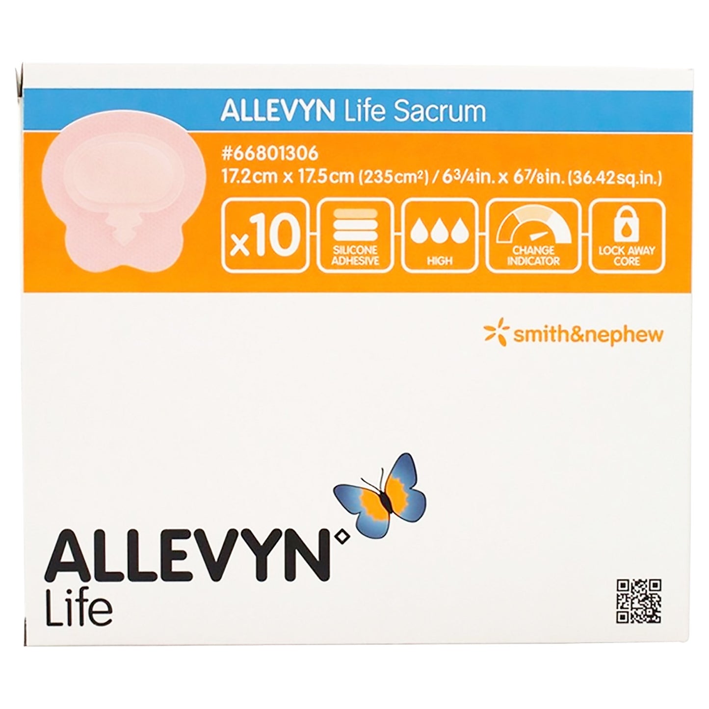 Allevyn Life Foam Dressing 6-3/4 x 6-7/8 Inch Sacral – Silicone Gel Adhesive, Sterile
