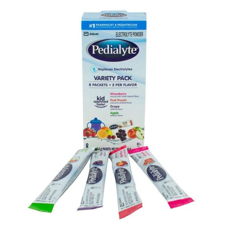 Oral Electrolyte Solution Pedialyte Powder Packs Fruit Punch / Grape / Apple / Strawberry Flavor 0.3 oz. Electrolyte