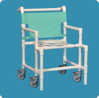 Shower Chair ipu Fixed Arms PVC Frame Mesh Backrest 28-1/4 Inch Seat Width 450 lbs. Weight Capacity