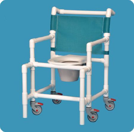 Shower Chair ipu Fixed Arms PVC Frame Mesh Backrest 28-1/4 Inch Seat Width 450 lbs. Weight Capacity