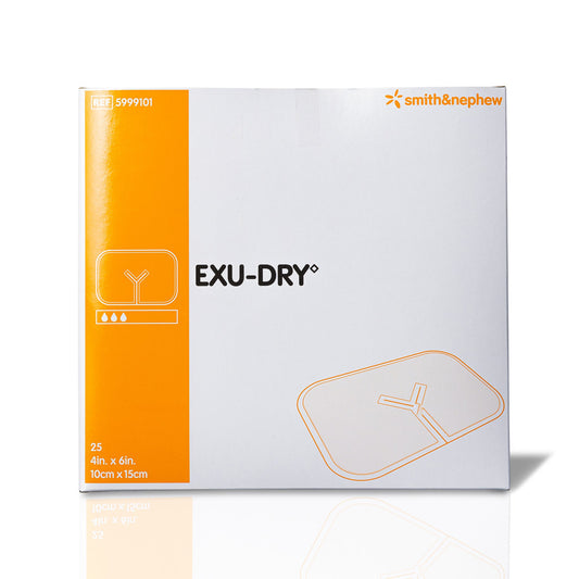 EXU-DRY Anti-Shear Super Absorbent Dressing 4 x 5 Inch Slit Tube Sterile
