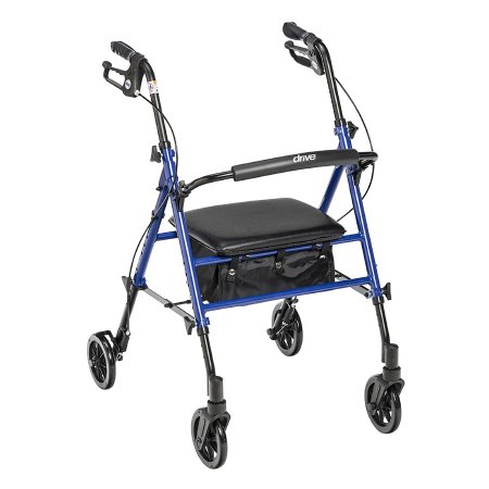 4 Wheel Rollator drive Blue Adjustable Height / Folding Aluminum Frame