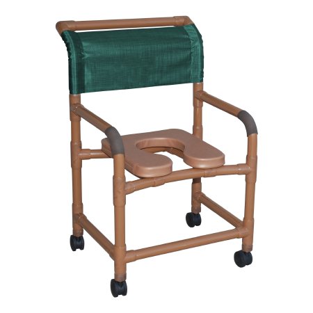 Commode / Shower Chair Wood Tone Series Fixed Arms PVC Frame Mesh