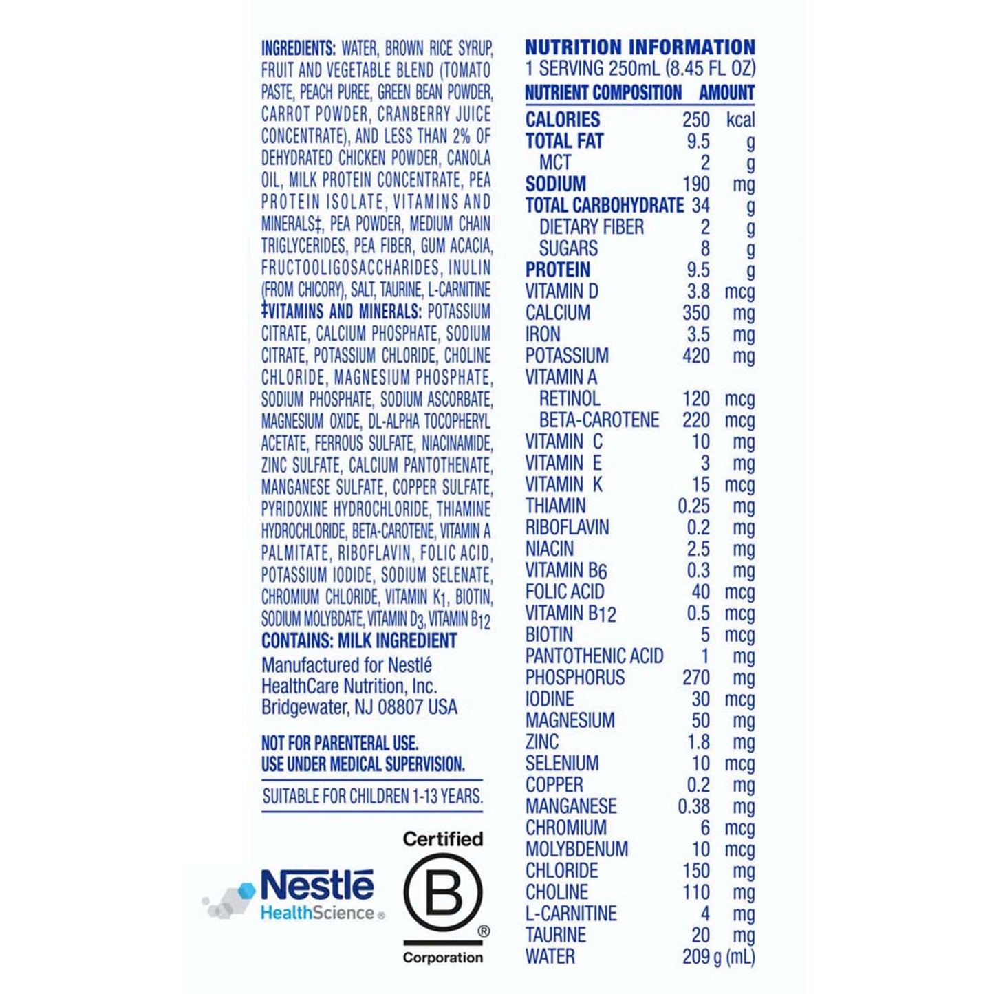 Compleat Pediatric Original 1.0 Tube Feeding Formula Unflavored 8.45 oz Carton