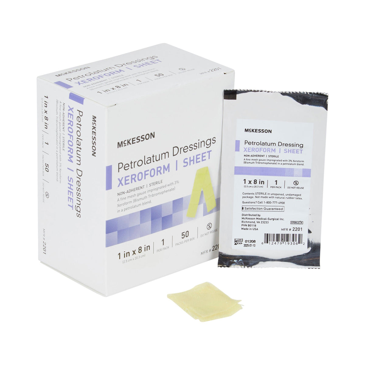 McKesson Xeroform Petrolatum Gauze Dressing 1 x 8 Inch Sterile