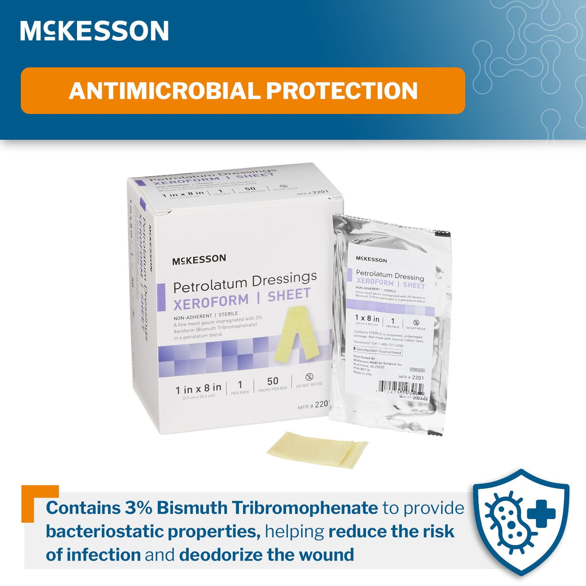 McKesson Xeroform Petrolatum Gauze Dressing 1 x 8 Inch Sterile