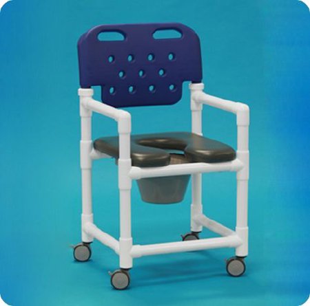 Commode / Shower Chair Economy Fixed Arms PVC Frame With Backrest IPU