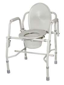 Commode Chair Alimed Drop Arms Steel Frame Back Bar 14 Inch Seat Width 300 lbs. Weight Capacity