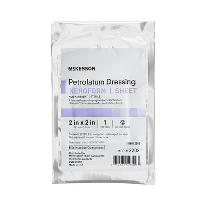 McKesson Xeroform Petrolatum Impregnated Dressing 2 x 2 Inch Sterile