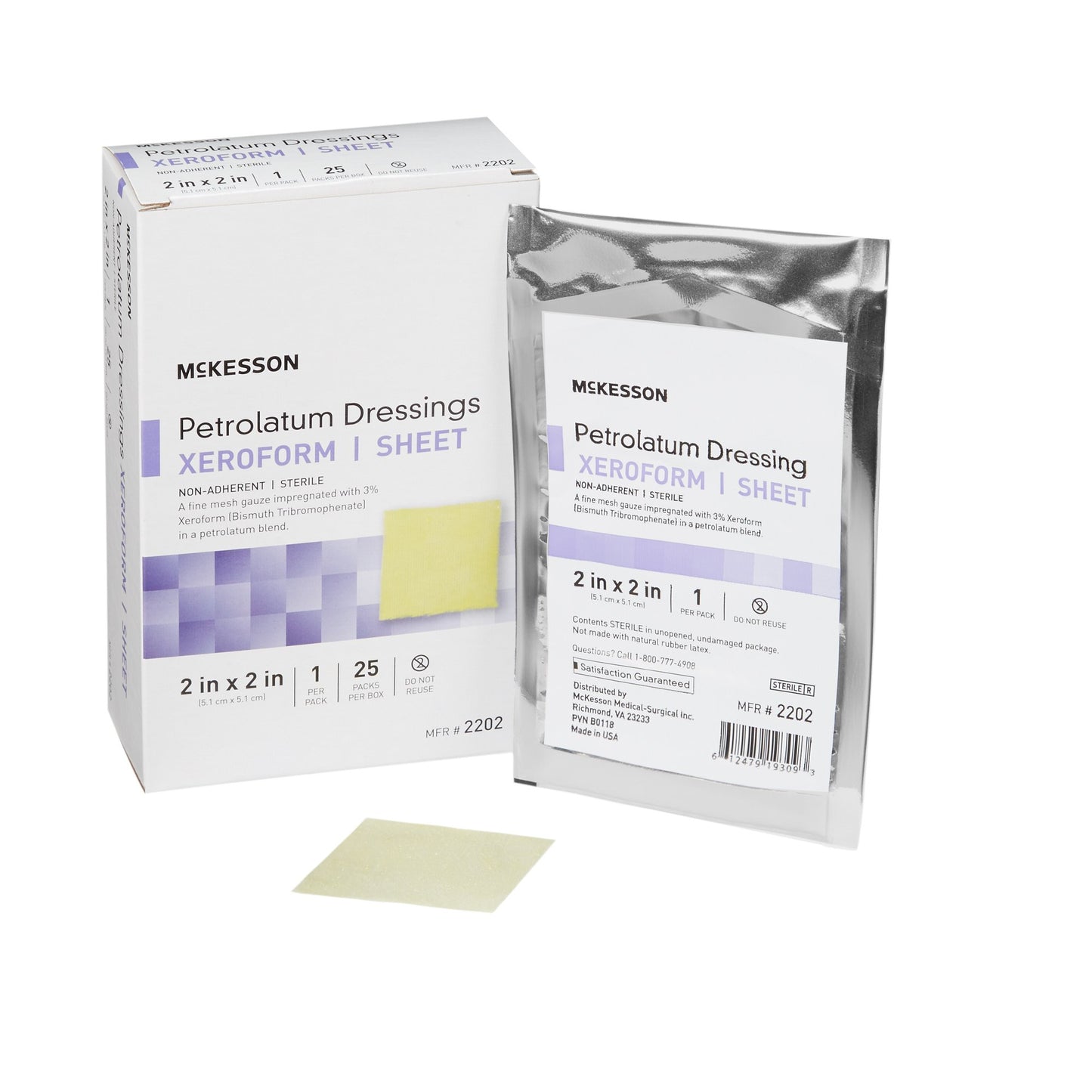 McKesson Xeroform Petrolatum Impregnated Dressing 2 x 2 Inch Sterile