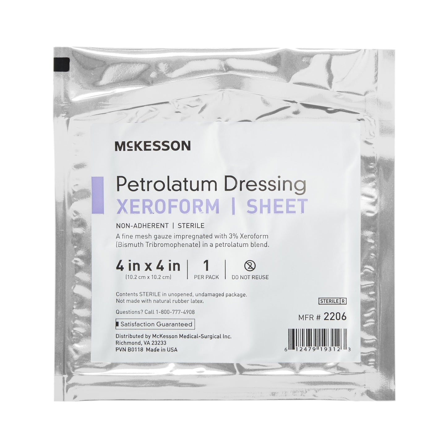McKesson Xeroform Petrolatum Impregnated Dressing 4 x 4 Inch Sterile