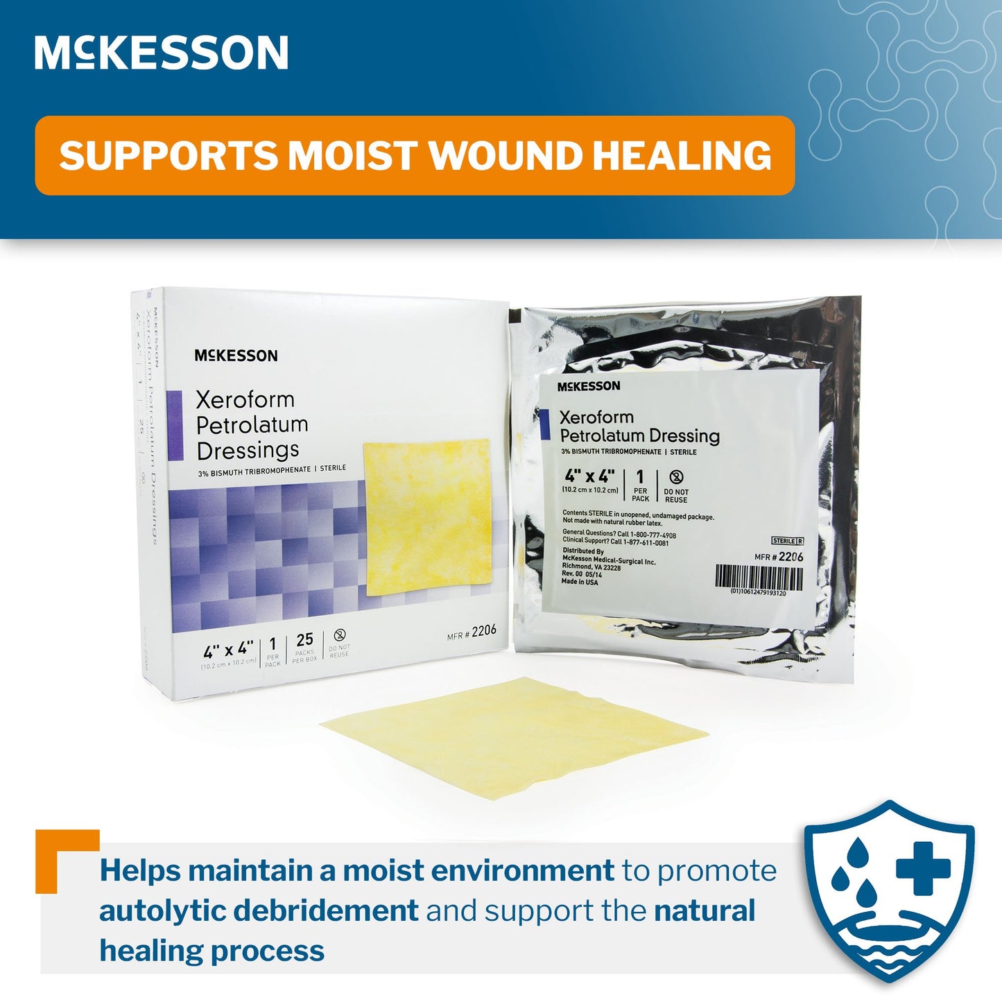 McKesson Xeroform Petrolatum Impregnated Dressing 4 x 4 Inch Sterile