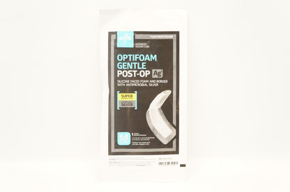 Optifoam Gentle AG+ Post-Op Silver Foam Dressing 4 x 8 Inch Silicone Adhesive Dressing