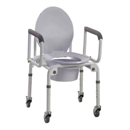 Commode Chair drive Drop Arms Steel Frame Back Bar 14 Inch Seat Width 300 lbs. Weight Capacity