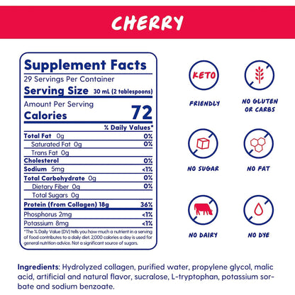 Proteinex Liquid Protein Oral Supplement Cherry Flavor 30 oz Bottle – High Protein Low Calorie