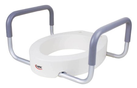 Elongated Raised Toilet Seat with Arms Carex 3-1/2 Inch Height White 250 lbs. Weight Capacity